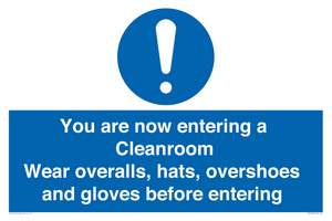 Cleanroom Wear overalls, hats, overshoes and gloves before entering